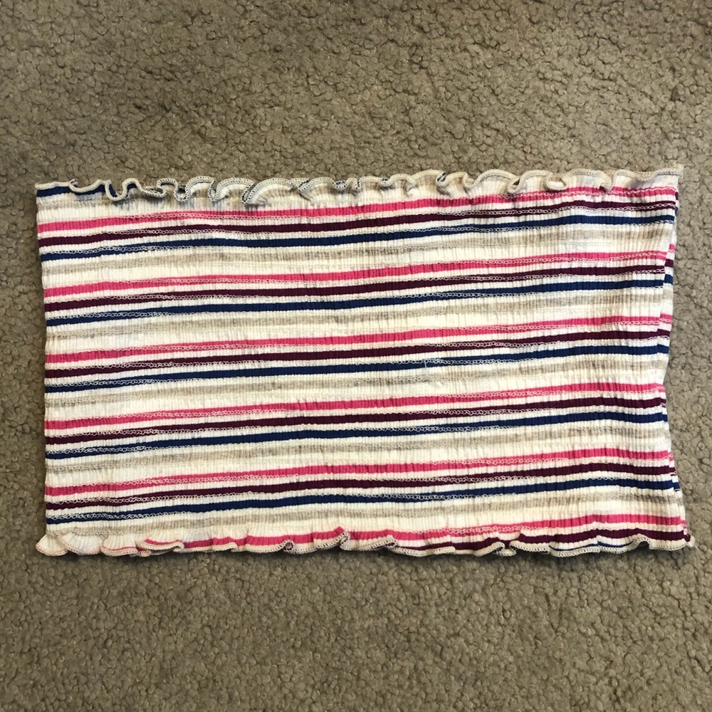 multi color striped tube top